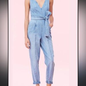 La Vie Rebecca Taylor Denim Open Back Jumpsuit NWT Size Small